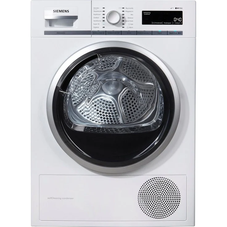 Siemens WT47W5W0 Serie iQ700, Wärmepumpentrockner, A+++, Fassungsvermögen 8 kg, Standgerät, Breite 59,8 cm, Kindersicherung, Trommelinnenbeleuchtung – Bild 1