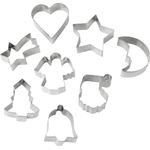 Dr. Oetker Ausstecher-Set Weihnachten, Ausstechformen für Plätzchen, Kekse und Fondant, Plätzchenformen für Weihnachten, Keksausstecher aus Edelstahl (Farbe: Silber), Menge: 1 x 8er Set
