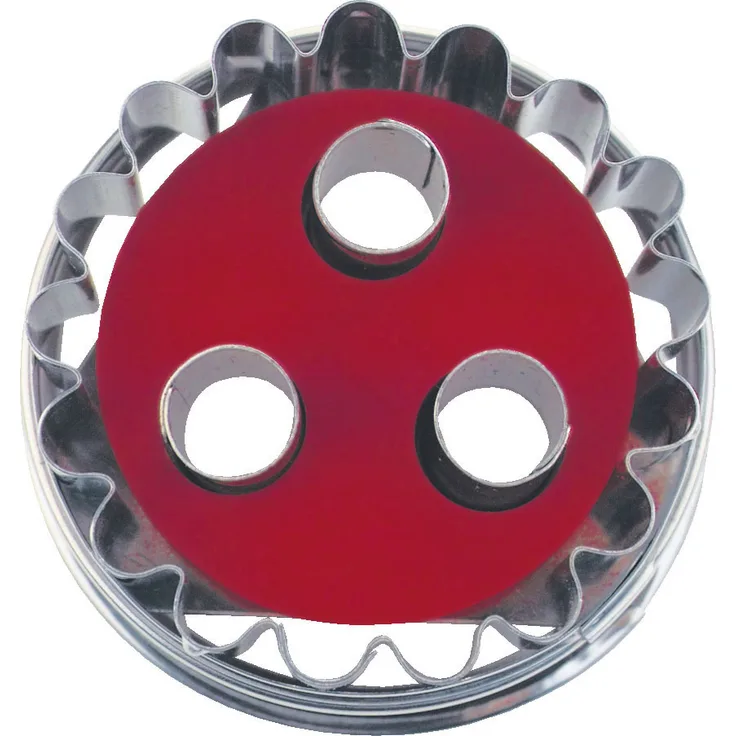 Städter Linzer m. Auswerf. 3 Loch, Edelstahl, Silber-rot, 4.8 x 4.8 x 4.8 cm