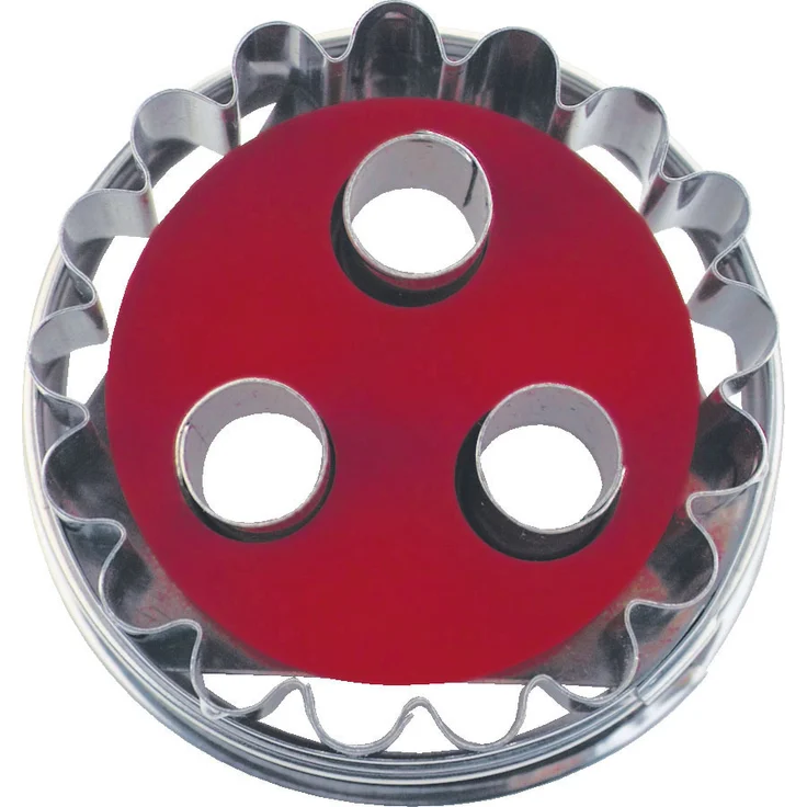 Städter Linzer m. Auswerf. 3 Loch, Edelstahl, Silber-rot, 4.8 x 4.8 x 4.8 cm