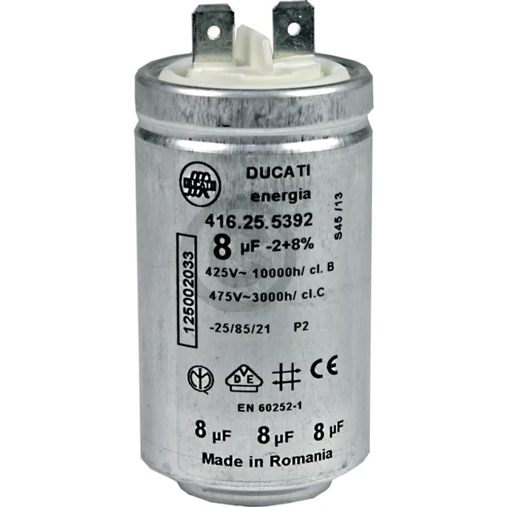 Kondensator AEG 125002033-4 8µF 425-475V mit Steckfahnen für Trockner