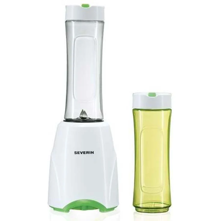 SEVERIN SM 3735 Smoothie Mix & Go (ca. 300 W, 600 ml, Inkl. 2 Trinkbehälter mit Deckel) weiß-grün  – Bild 2