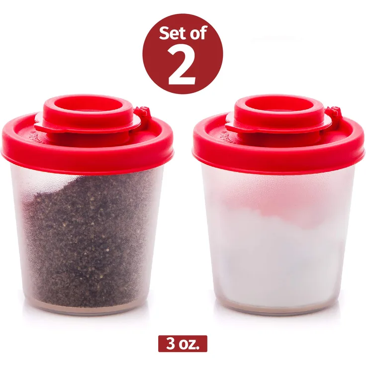 Signora Ware kleine Salz- und Pfefferstreuer für unterwegs - Mini Streuer Set für Salz und Pfeffer mit Deckel zum mitnehmen - Perfekt für Reisen, Camping und To-Go - Verschließbar - 85g, 2er Packung