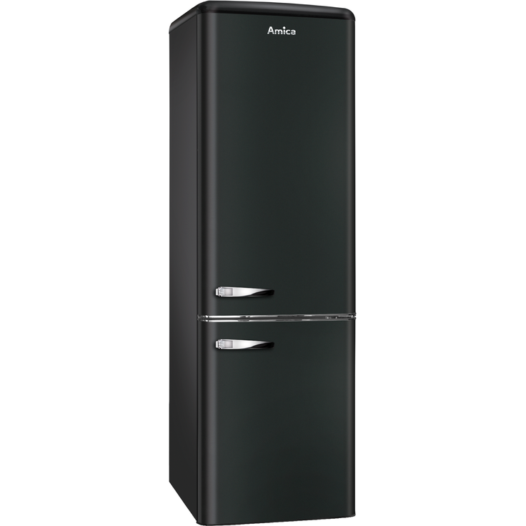 Amica KGCR 387 100 MS Kühl-Gefrierkombination im Retro Design, freistehend, schwarz, Abtauautomatik, LED, Breite 55 cm – Bild 1