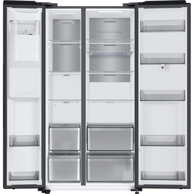Samsung RS6HA8891B1/EG Side-by-Side-Kühlschrank, freistehend, schwarz, NoFrost, Wasser- und Eiswürfelspender, Festwasseranschluss, Smart Connect, Food Cam, Schnellgefrieren und -kühlen, Breite 91.2 cm – Bild 2