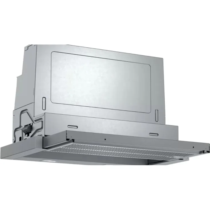 Bosch Serie 4 DFR067A52, Flachschirmhaube, Breite 60 cm, Abluft und Umluft, interner Motor, Metallfettfilter spülmaschinengeeignet, LED-Beleuchtung, Silver Metallic