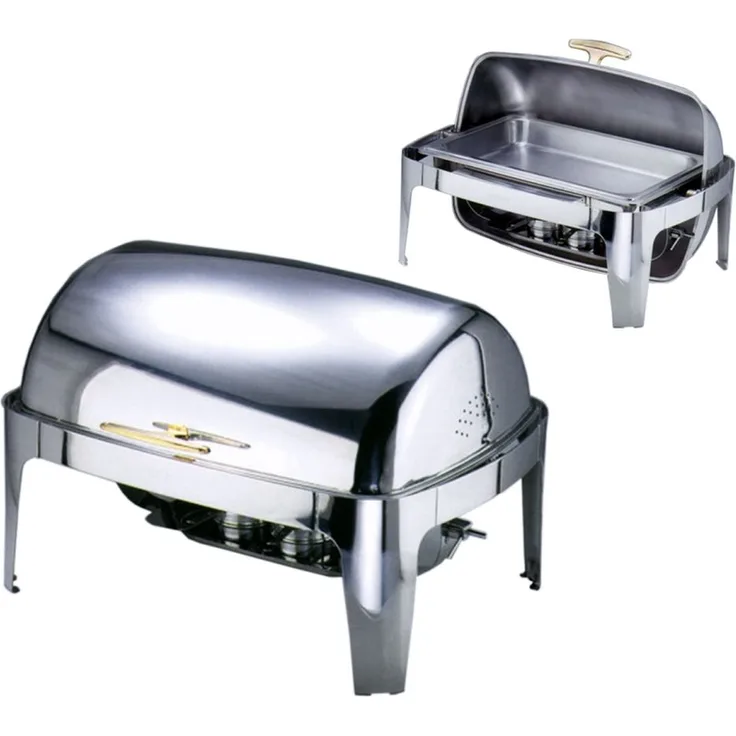 Contacto Edelstahl Chafing Dish mit Roll Top Deckel mit zwei Brennbehältern
