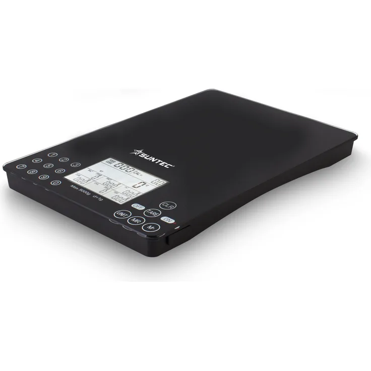 SUNTEC Küchenwaage mit Nährwertfunktion KWA-8328 nutri [Misst bis 5 kg auf 1 g genau, analysiert Nährstoffgehalt von 931 Lebensmitteln, Memory-Funktion, mit Lebensmittel-Codes, exkl. 3xAAA Batterien]