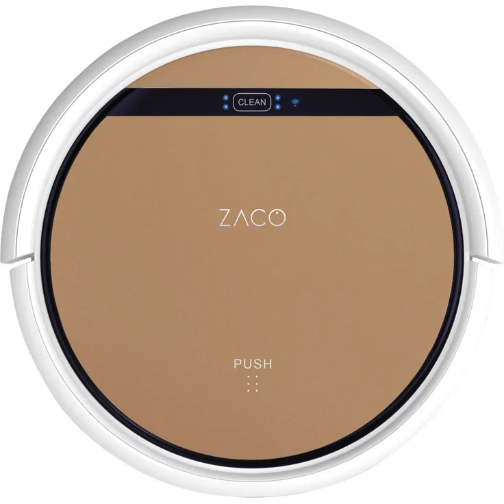 Zaco V5x Saugroboter mit Wischfunktion, 120 min Akkubetrieb, App- und Sprachsteuerung, 4 Reinigungsprogramme, weiß-bronze
