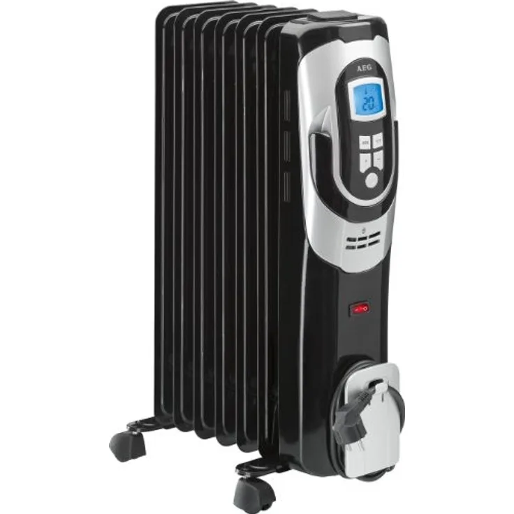 AEG RA 5587 7-Rippen-Ölradiator, 1500 Watt, 3 Leistungsstufen, Anti-Frost-Funktion, LCD-Display, 24h Timer-Funktion, Kabelaufwicklung, 4 Leichtlauf-Rollen, Radiator