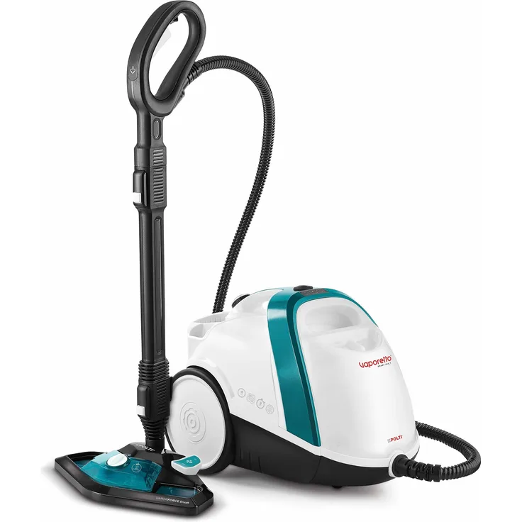 Polti Vaporetto PTEU0277 Smart 100_T Dampfreinigungsgerät mit 4 BAR, Wassertankkapazität 2 L, Dampfmenge 110 g-Min, 2 liters, tötet und beseitigt 99,99% der Viren, Keime und Bakterien, Weiss-türkis