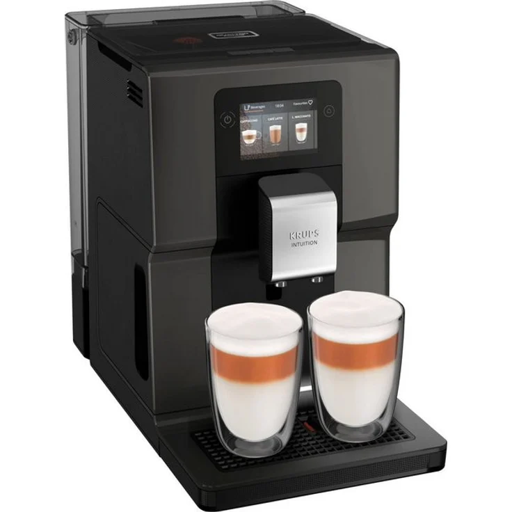 Krups Kaffeevollautomat EA872B Intuition Preference, Großer 3,5''-Farb-Touchscreen, Intuitive farbige Lichtanzeigen, 11 personalisierbare Getränke, grafit, schwarz, mit Milchsystem – Bild 1