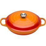 Le Creuset Signature Gusseisen Gourmet-Profitopf, Rund, Ø 30 cm, 3,2 l, Für alle Herdarten inkl. Induktion geeignet, Ofenrot