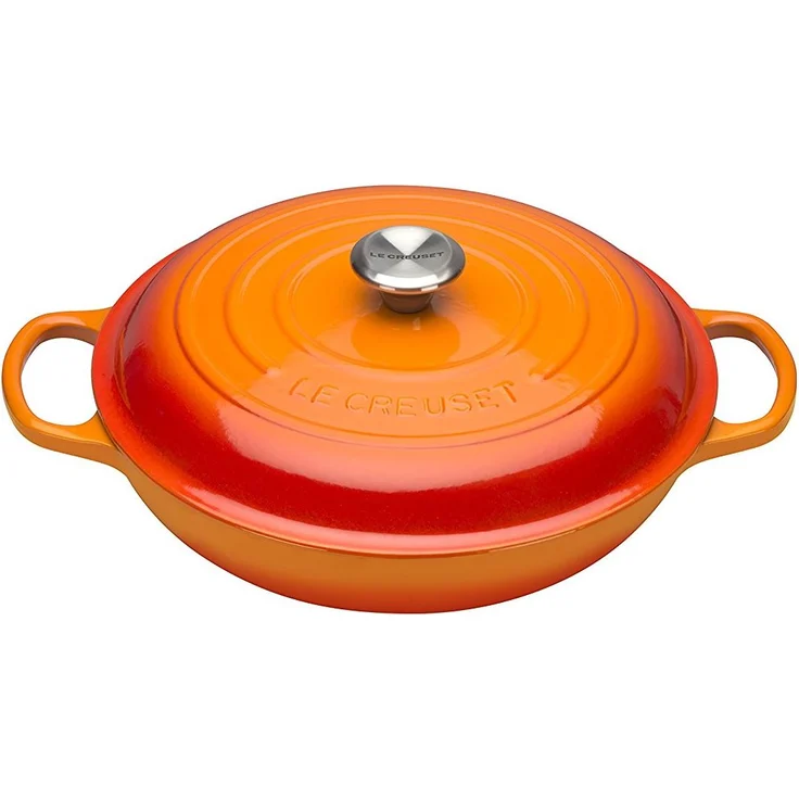 Le Creuset Signature Gusseisen Gourmet-Profitopf, Rund, Ø 30 cm, 3,2 l, Für alle Herdarten inkl. Induktion geeignet, Ofenrot – Bild 1