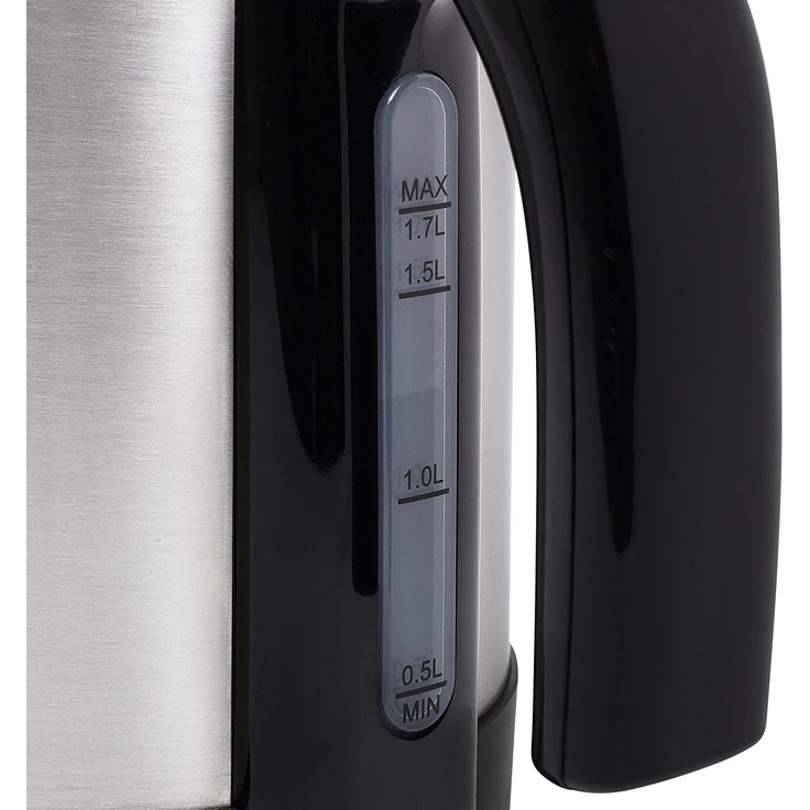 Princess 236039 Edelstahl-Wasserkocher mit Kontrollleuchte, verdecktes Heizelement, für Links- und Rechtshänder, 2200 Watt, 1,7L Fassungsvermögen, schwarz – Bild 3