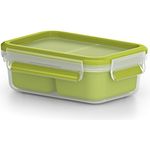 Emsa Lunch und Snackbox, Mit 2 praktischen Einsätzen und Deckel, Volumen: 0,55 Liter, Transparent-Grün, Clip und Go, 518102