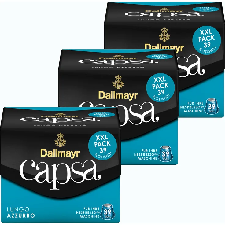 Dallmayr Capsa Lungo Azzurro XXL Nespresso Kompatibel Kapsel, Röstkaffee, Kaffee, 117 Kapseln, 654 g