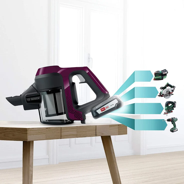 Bosch BCS6111P Unlimited Serie 6 Handstaubsauger, 30 min Akkubetrieb, Akkuwechsel-Option, blackberry-schwarz – Bild 5