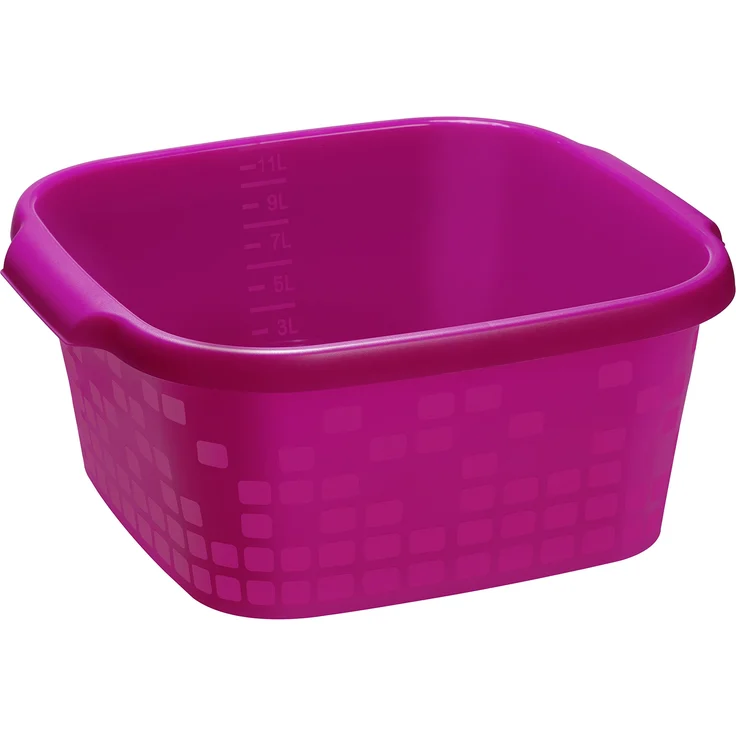 Rotho Becken GEOMETRIC eckig, Spülwanne aus Kunststoff (PP) in pink, Inhalt 12 l, ca. 37.8 x 36.7 x 15.8 cm Kunststoffwanne, Plastik