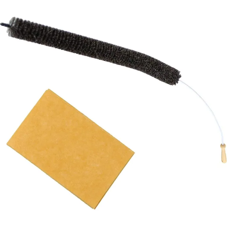 Heizkörperbürste SET 120 cm lang Kunststoff ummantelter Edelstahldraht & Ziegenhaar Borsten + inkl. dazugehöriges Bodentuch in Orange für Bodenstaub