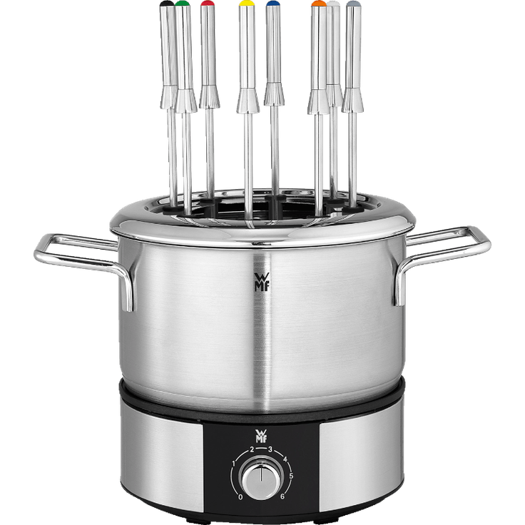 WMF Lono Fondue 1400 W, für bis zu 8 Personen, 1,5 Liter, Thermostat, cromargan matt/silber