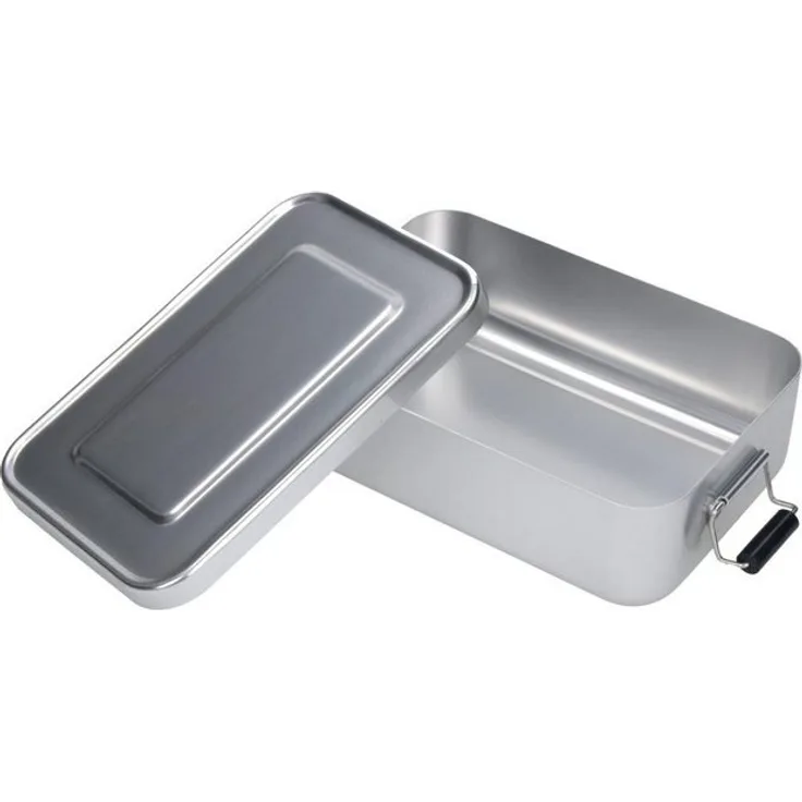 elasto Aufbewahrungsbox Aluminium, Aluminium, (1x Lunchbox Aluminium), Brotbox mit Deckel für Kinder und Erwachsene 17 x12 x 5cm, schwarz-matt