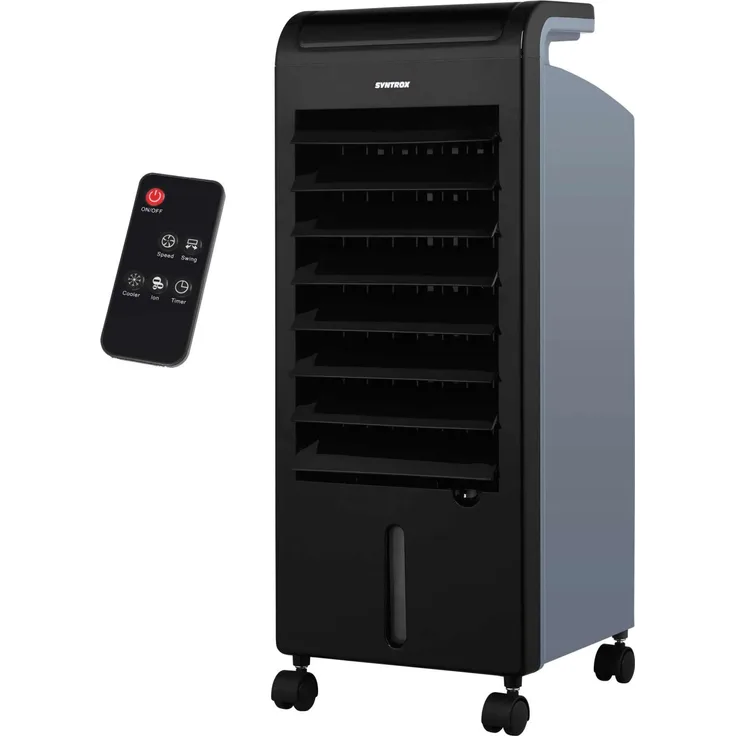 Syntrox Germany 4 in 1 Luftkühler Luftbefeuchter Lufterfrischer und Ventilator mit Touch Panel und Fernbedienung Luftdurchsatz 900 m³-h AC-80W-5L Soft