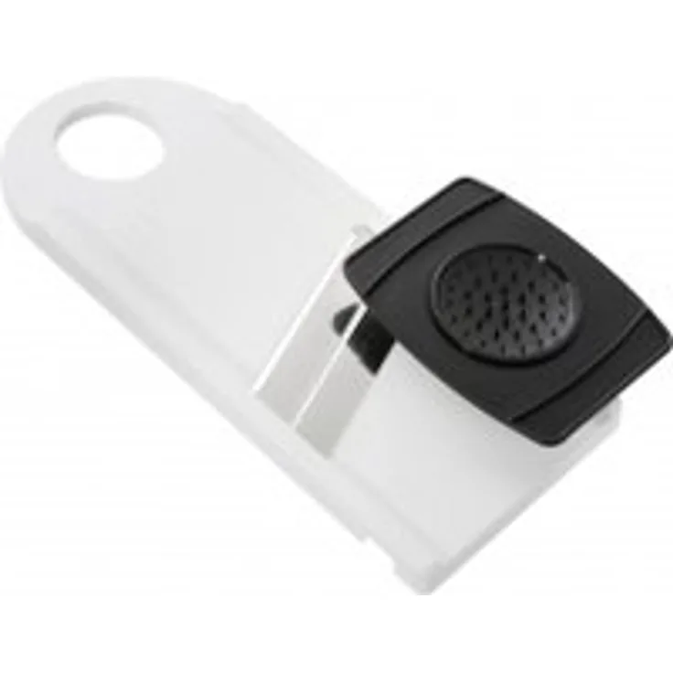 Fackelmann Gemüsehobel mit Restehalter, Gemüseschneider mit 2 Edelstahl-Klingen, hochwertiger Gurkenhobel (Farbe: Weiß-Schwarz), Menge: 1 Stück