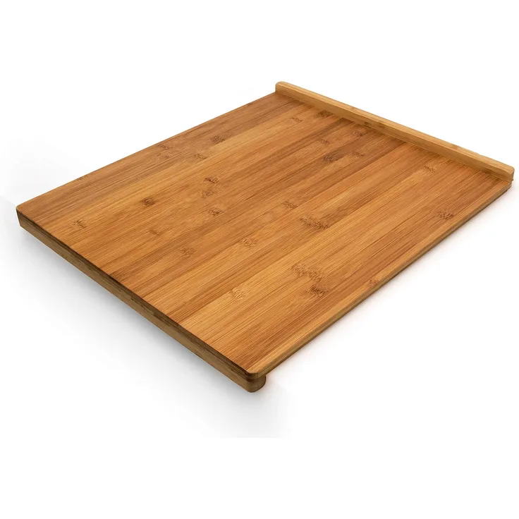 Relaxdays Tranchierbrett aus Bambus H x B x T: ca. 2,5 x 38 x 45 cm Schneidebrett mit doppelter Anschlagkante beidseitig verwendbar Küchenbrett besonders messerschonend großes Holzbrett robust, natur