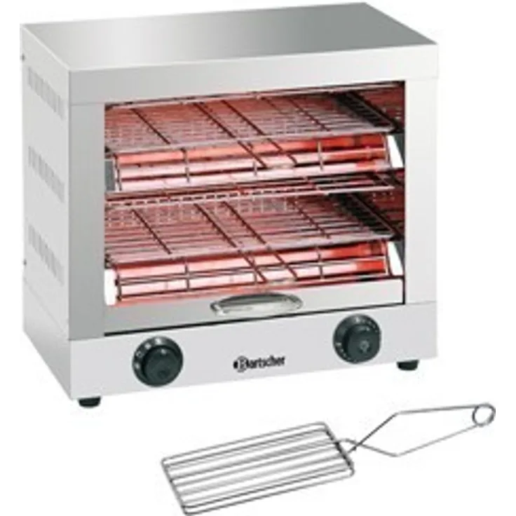Bartscher Edelstahl Toast-/Überbackgerät, doppel 3.000 Watt / Timer: 15 min