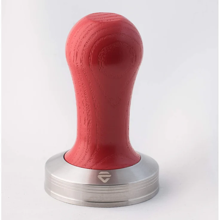 Lelit PLA471R LELIT507-Kaffee Tamper, Rostfreier Stahl, Roter Holzgriff, 57 mm