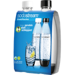 SodaStream DuoPack Ersatzflasche für SodaStream Wassersprudler mit Einklick-Mechanismus, 2x 1 L PET-Flasche, schwarz und weiß