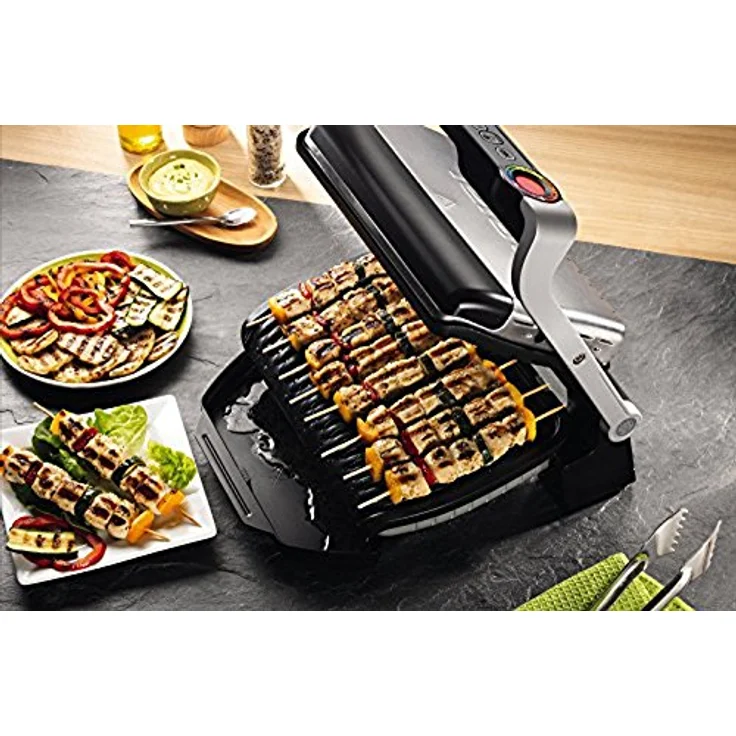 Tefal GC712D OptiGrill+ Kontaktgrill, 2000 Watt, 6 voreingestellte Grillprogramme, 30 cm x 20 cm Grillplatte, 4 Temperaturstufen, herausnehmbare Platte, antihaftbeschichtet, silber – Bild 7