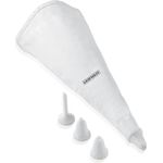 Leifheit Spritzbeutel-Set inkl. 4 Tüllen, aus spezial beschichteter Baumwolle, reiß- und kochfest, Teigspritze zum Backen und Dekorieren, Sahnespritze, Backzubehör, Tortenspritze, weiß