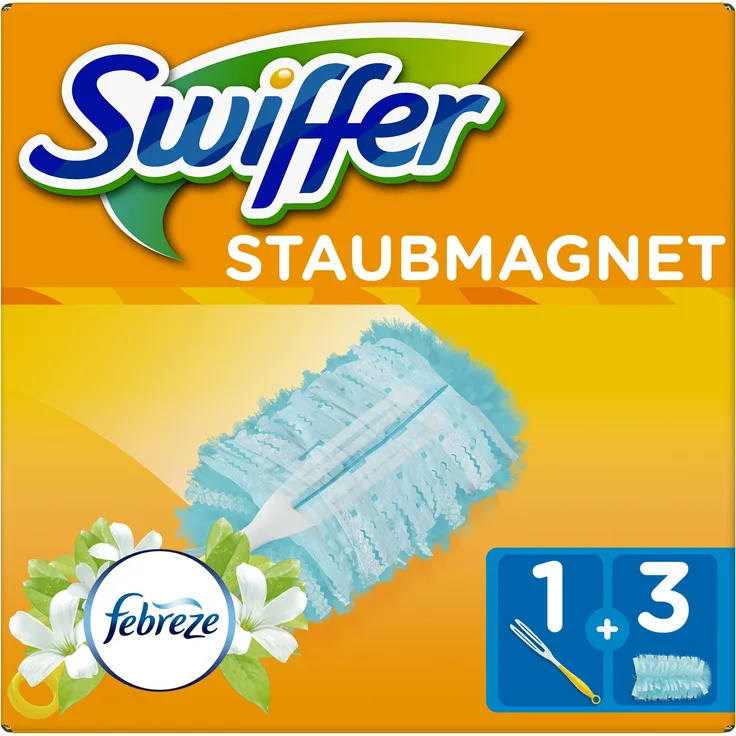 Swiffer Staubmagnet Starterset, (mit 1 Griff und 3 Tücher mit Febreze-Duft), 3 Stück