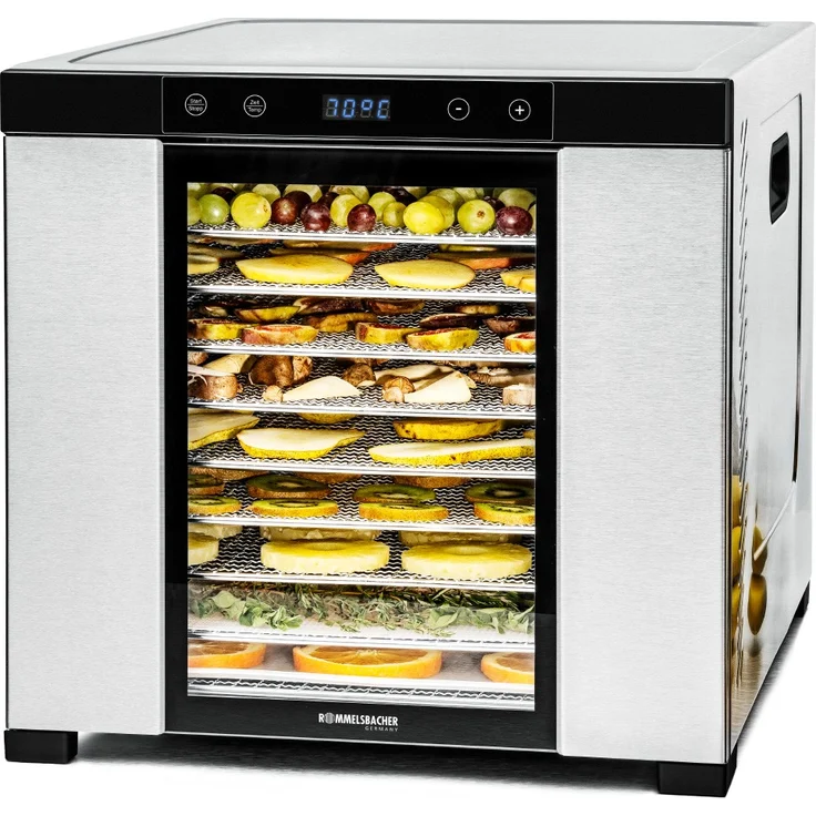 Rommelsbacher Dörrautomat DA 1000, XXL-Dörrfläche 1,6 m², inkl. 10 Edelstahl-Dörrtabletts, 2 Dörrgitter, 2 Dörrmatten, LED-Display, 24 Std. Zeitschaltuhr, Temperatur einstellbar 35 °C - 75 °C – Bild 1