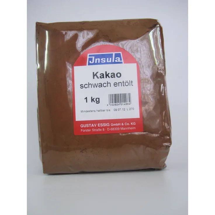Kakaopulver schwach entölt dunkel von Insula Kakaobohnen 1000g