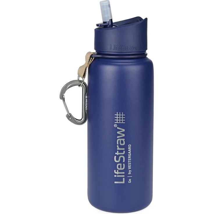LifeStraw Go Stainless Steel Edelstahlflasche isoliert mit Filter in blau Blau