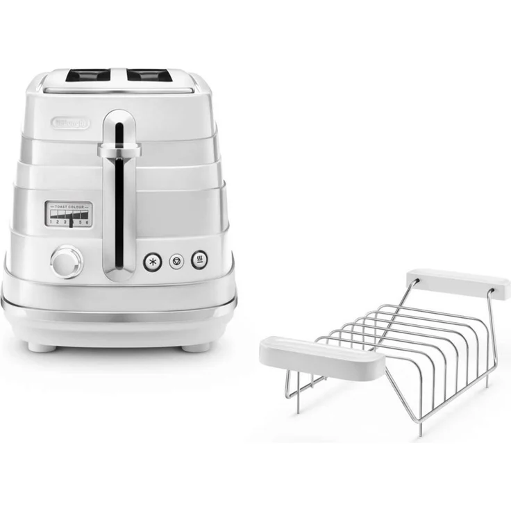 DeLonghi CTA 2103.W Avvolta Doppelschlitztoaster, 900W, 6 Bräunungsstufen, weiß