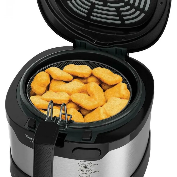 Tefal FF215D Uno M Fritteuse, mit Öl, 1600 Watt, Kapazität: 1 kg, , 1,8 Liter, einstellbares Thermostat, Sichtfenster, Abtropfposition Edelstahl-Schwarz – Bild 3