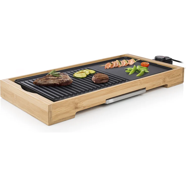 Tristar BP-2641 Grill XL-Kombinierter Teppanyaki-51 x 25,4 cm, Rost, Bambus, Schwarz – Bild 1