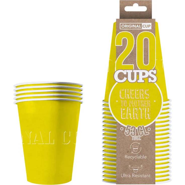 Original Cup 20 amerikanische Pappbecher für Bier Pong 53cl - Trinkspiele - Partyzubehör - Gelb