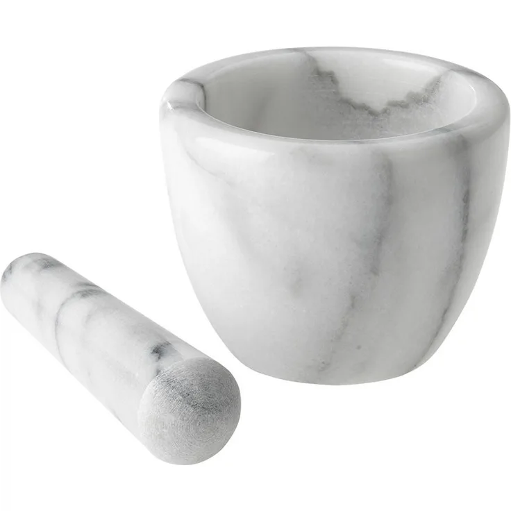 Westmark Mörser mit Stößel, Marmor, Innendurchmesser: 7,5 cm, Gourmet, Weiß-Grau, 69592260