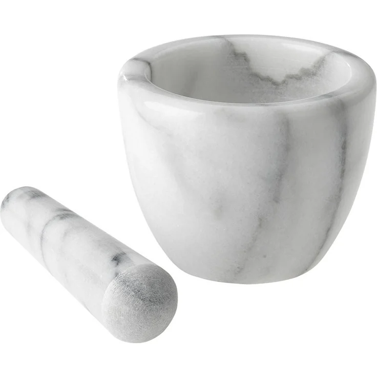 Westmark Mörser mit Stößel, Marmor, Innendurchmesser: 7,5 cm, Gourmet, Weiß-Grau, 69592260 – Bild 1