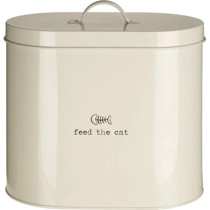 Premier Housewares Haustierfutter-Aufbewahrungsdose mit L&oumlffel, Metall, cremefarben, 6.5 Litre, Verzinkter Stahl, Pulverfarbe, Sahne, 15x25x22