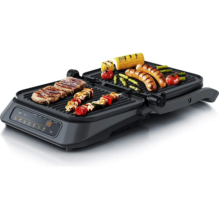Arendo Kontaktgrill - Elektrogrill - elektrischer Tischgrill mit Digitalsteuerung 1900 W - Sandwichmaker - 7 Programme - antihaft beschichtetes Edelstahl - abnehmbare Platten Abtropfschale - GS – Bild 3