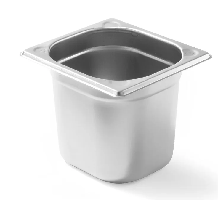 Hendi Gastronormbehälter, Temperaturbeständig von -40° bis 300°C, Heissluftöfen-Kühl- und Tiefkühlschränken-Chafing Dishes-Bain Marie, Stapelbar, 2,4L, GN 1-6, 176x162xH150mm, Edelstahl