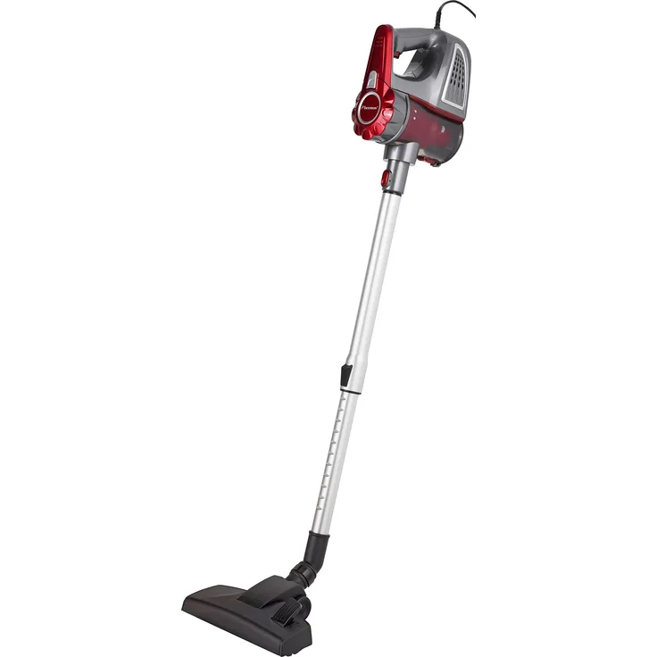Bestron Beutelloser Handstaubsauger mit Stab, Aktionsradius: 6,5 m, Kapazität: 0,6 l, 600 Watt, Rot-Grau