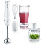Severin SM 3798 Stabmixer-Set, 600 W, inkl. Mixbecher mit Deckel, Zerkleinerer, Schneebesen, Wandhalterung, weiß, silber