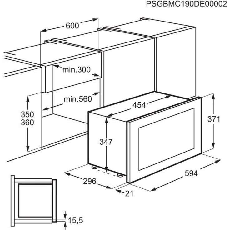 AEG MBB1756DEM 60cm Mikrowelle, Einbaugerät, Touch-Bedienung, Kombi-Mikrowelle mit Grillfunktion, Display mit Uhr – Bild 2